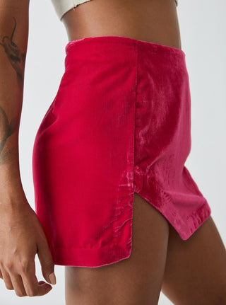 Free People - Minissaia de veludo com bainha curva