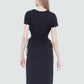 Black Tape - Drawstring Cutout Midi Dress