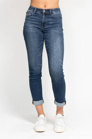 Judy Blue - Calça jeans slim fit com cintura média e punho