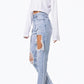 Jelly Jeans - HIGH-RISE DISTRESSED TAPERED JEANS