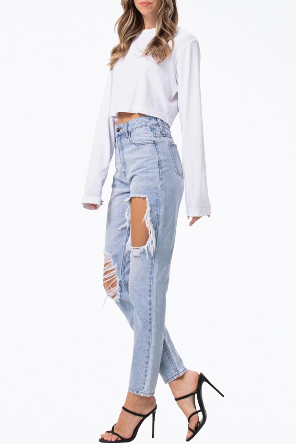 Jelly Jeans - HIGH-RISE DISTRESSED TAPERED JEANS