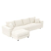 4 Seat Sofa With Soft Pillows And Movable Ottoman