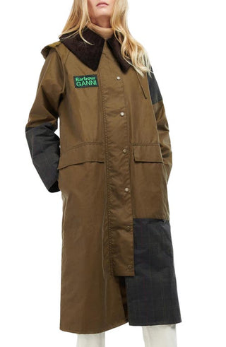 Casaco Barbour x Ganni Burghley de algodão orgânico, tamanho 14, EUA