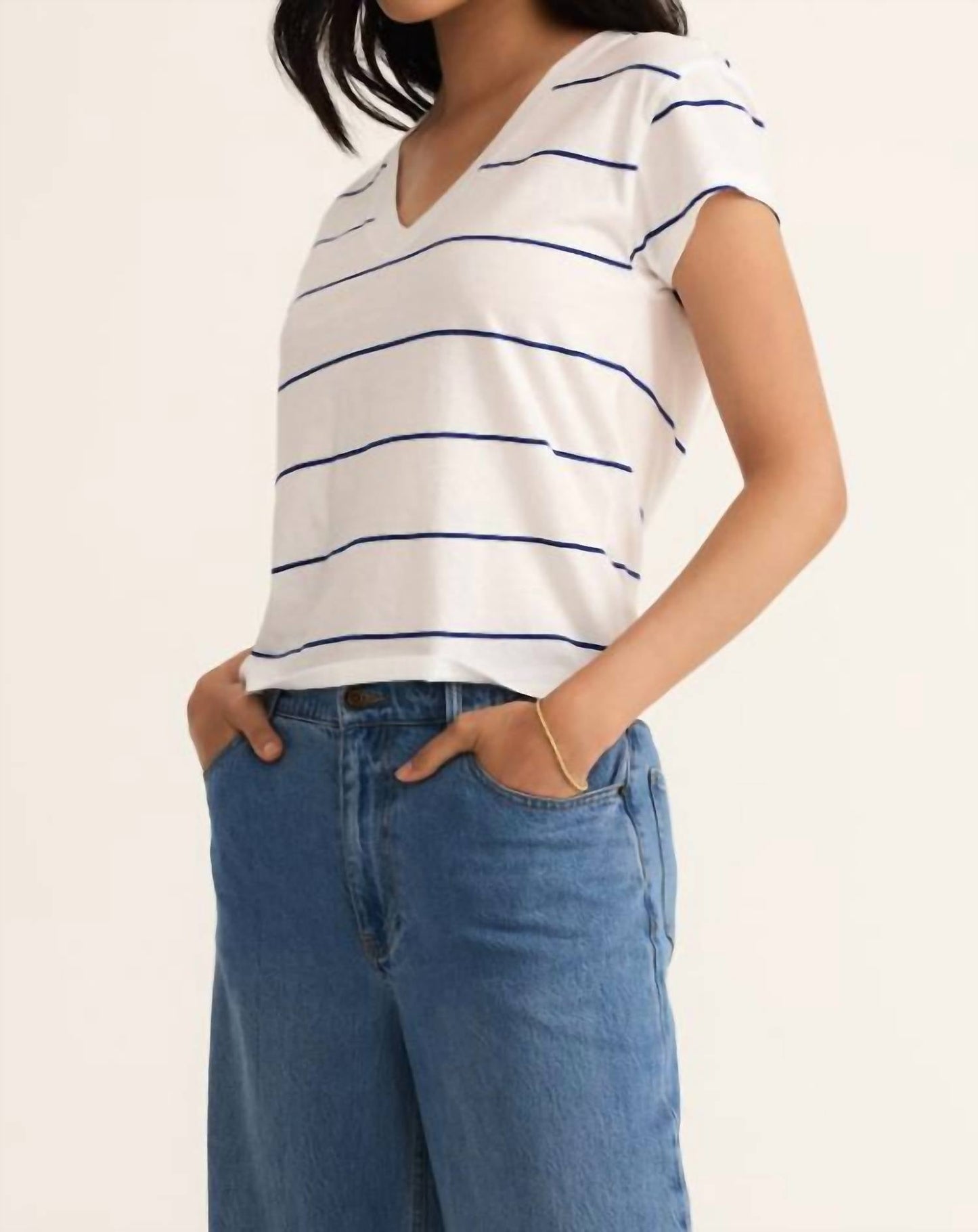 Z Supply - Women's Striped Modern V Neck Top