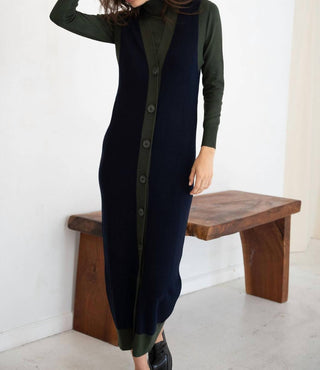 Mima Rosso - Green Knit Colorblock Vest Dress