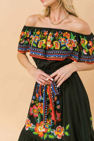 Vestido longo Flying Tomato - Midnight Garden