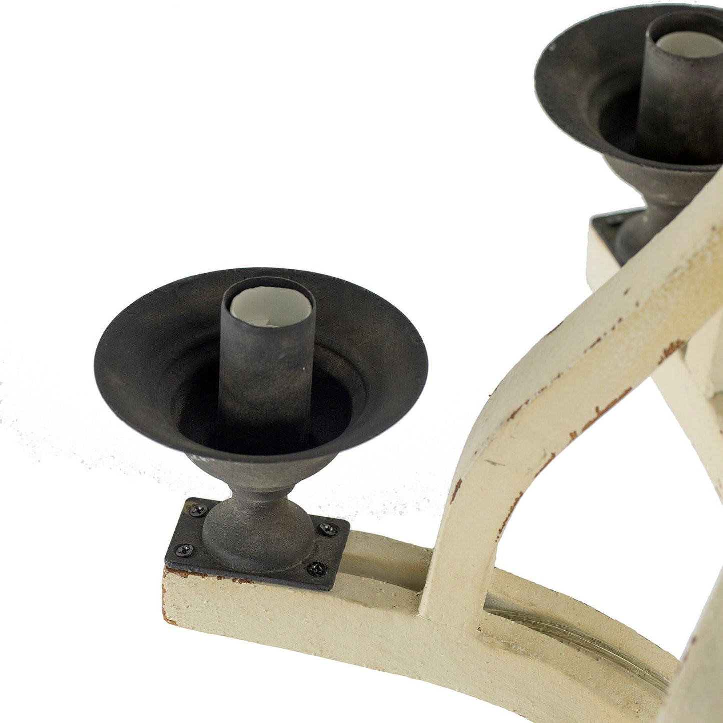 6 Light Wood Chandelier with Adjustable Chain - Cream