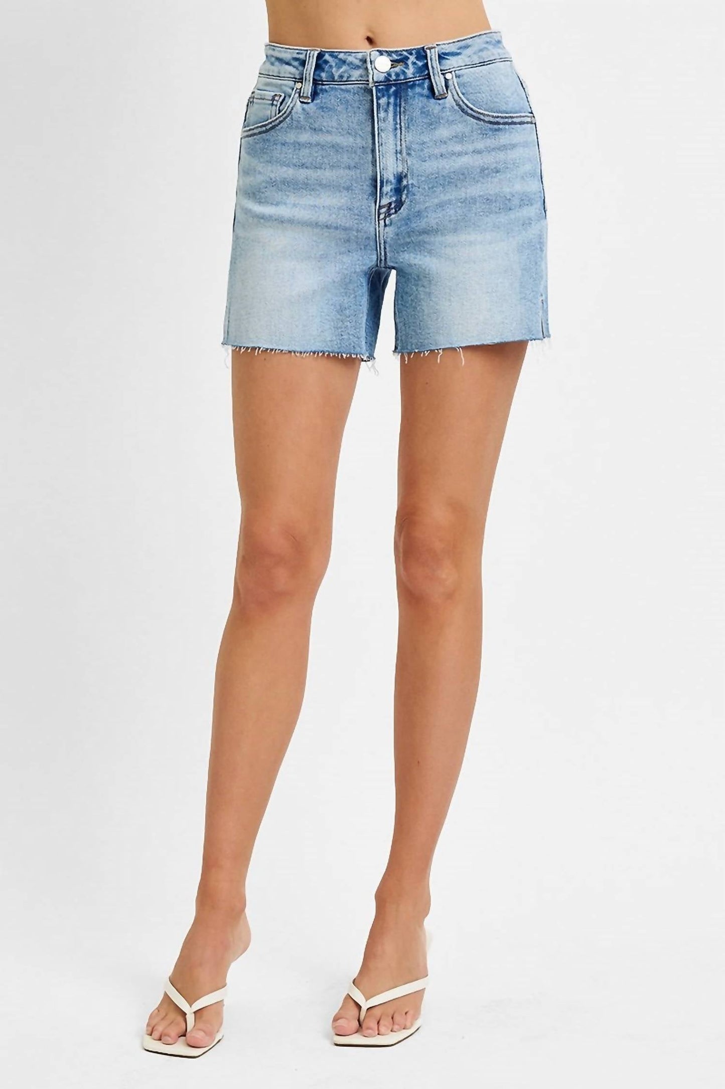 Risen - Crissy Side Slit Denim Shorts