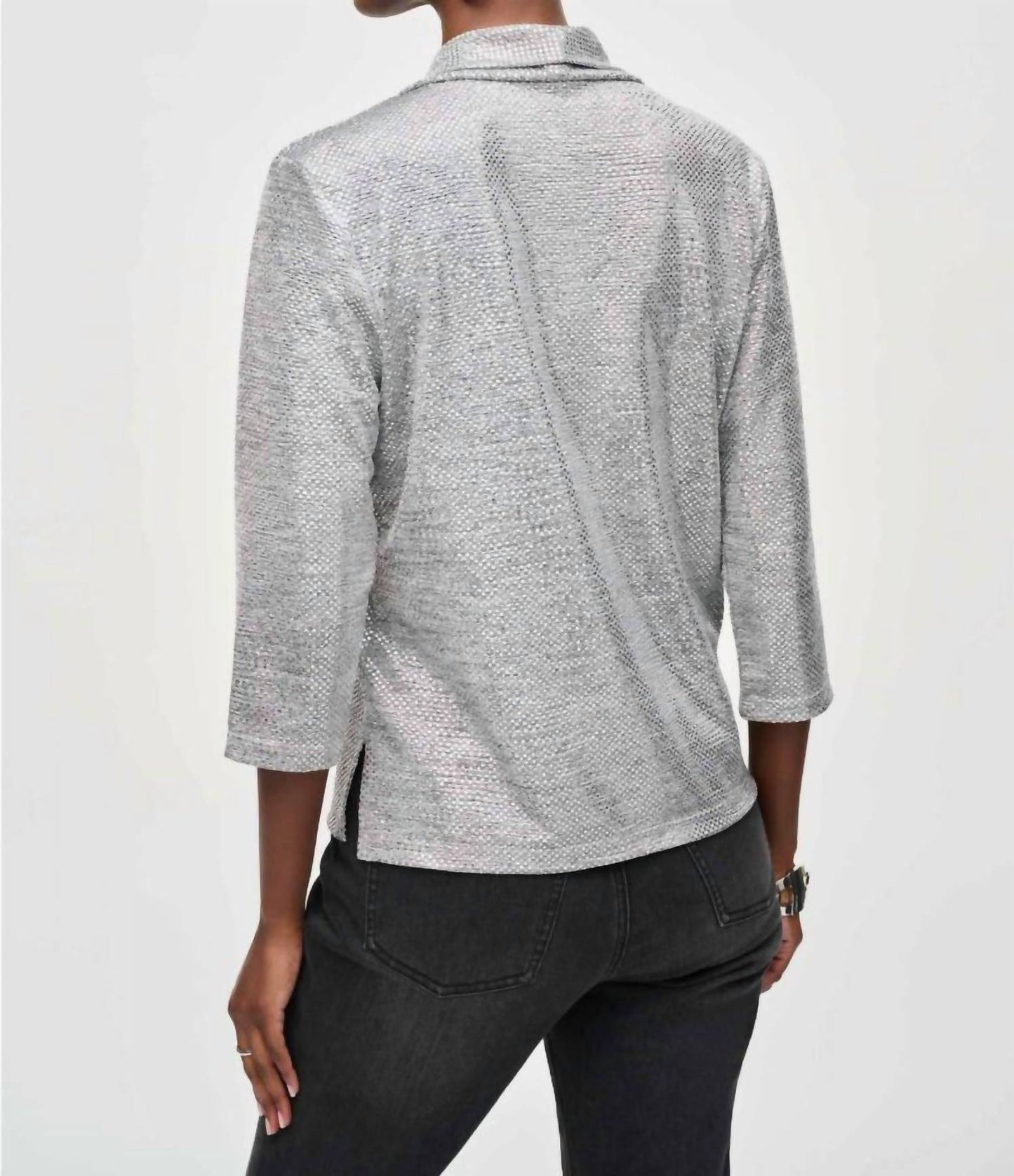 Joseph Ribkoff - Foiled Knit Cowl Neck 3/4 Sleeve Top