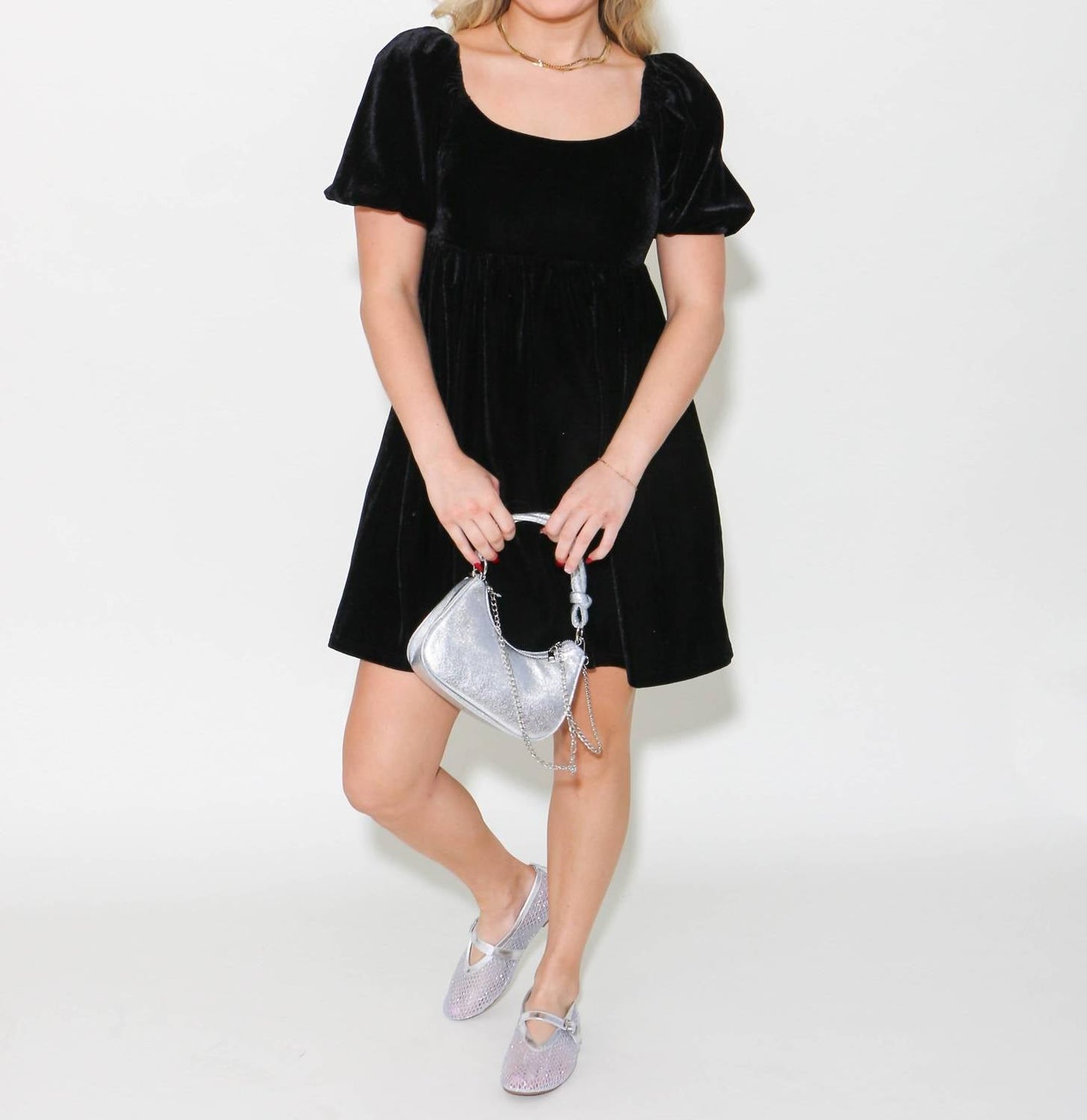 2.7 August Apparel - Velvet Scoop Neck Mini Dress