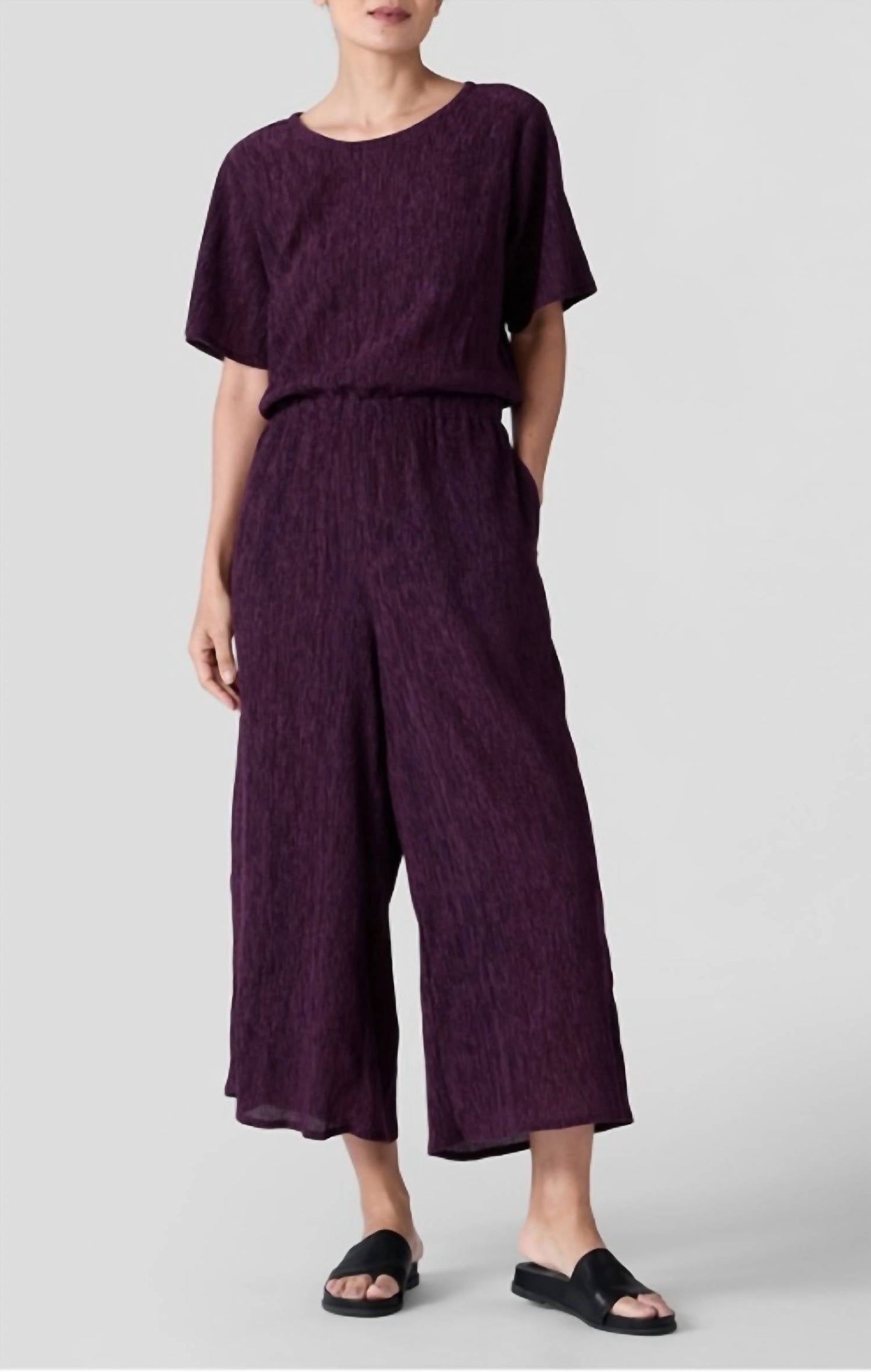 Eileen Fisher - WIDE LEG SHORT SLEEVE JUMPSUIT