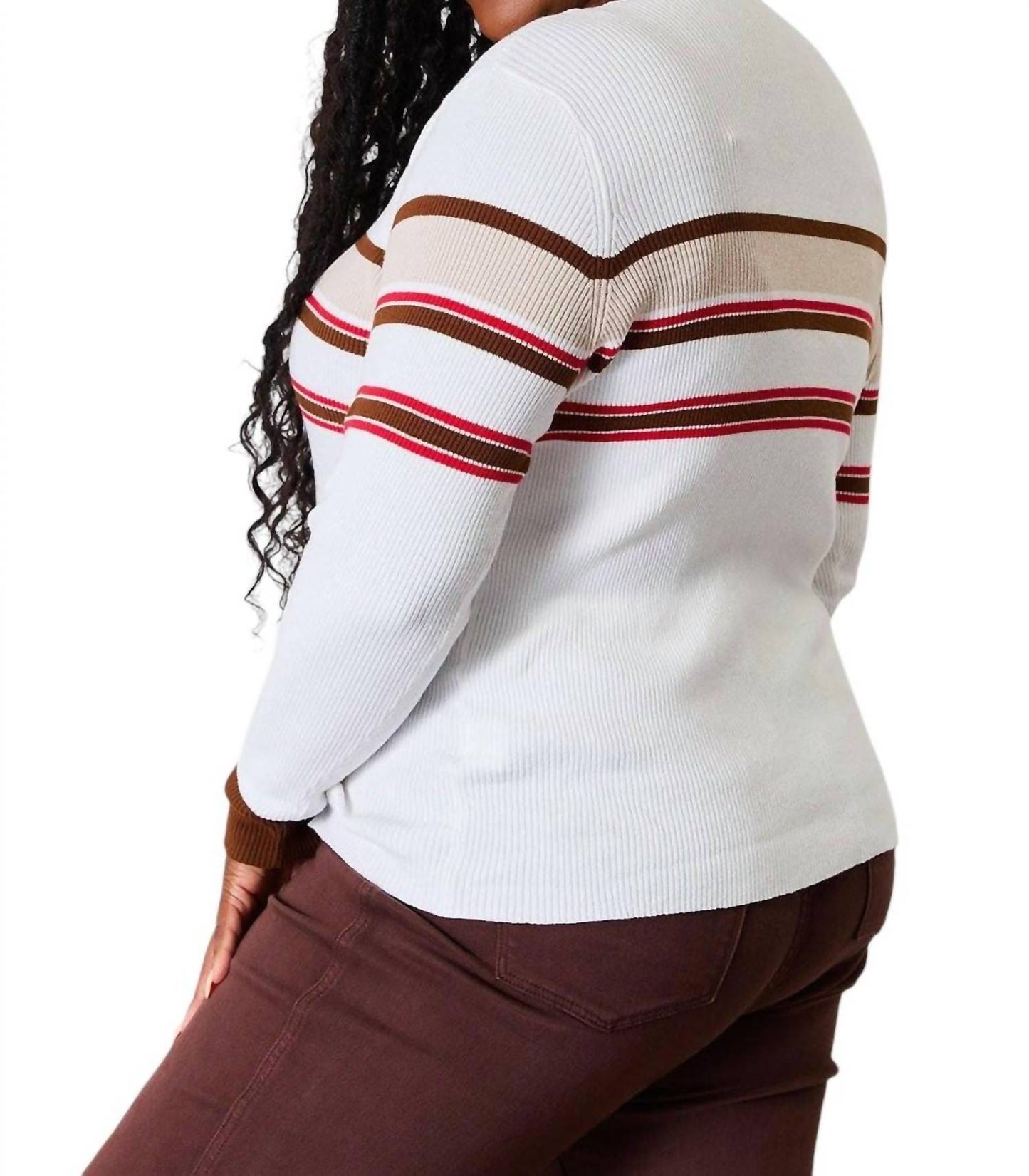 Basic Bae - Sophisticated Striped Rib-knit Blouse