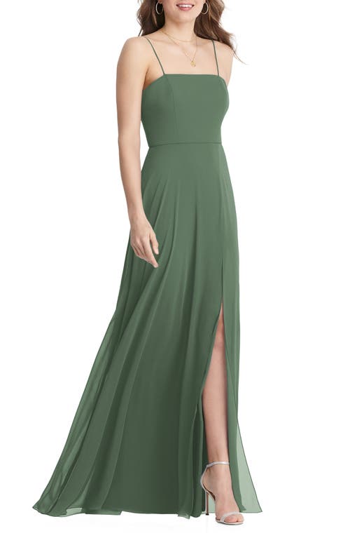LOVELY Elliott Square Neck Chiffon Gown in Vineyard Green, Size 2