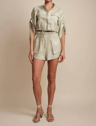 Hevron - Eva Collar Linen Top