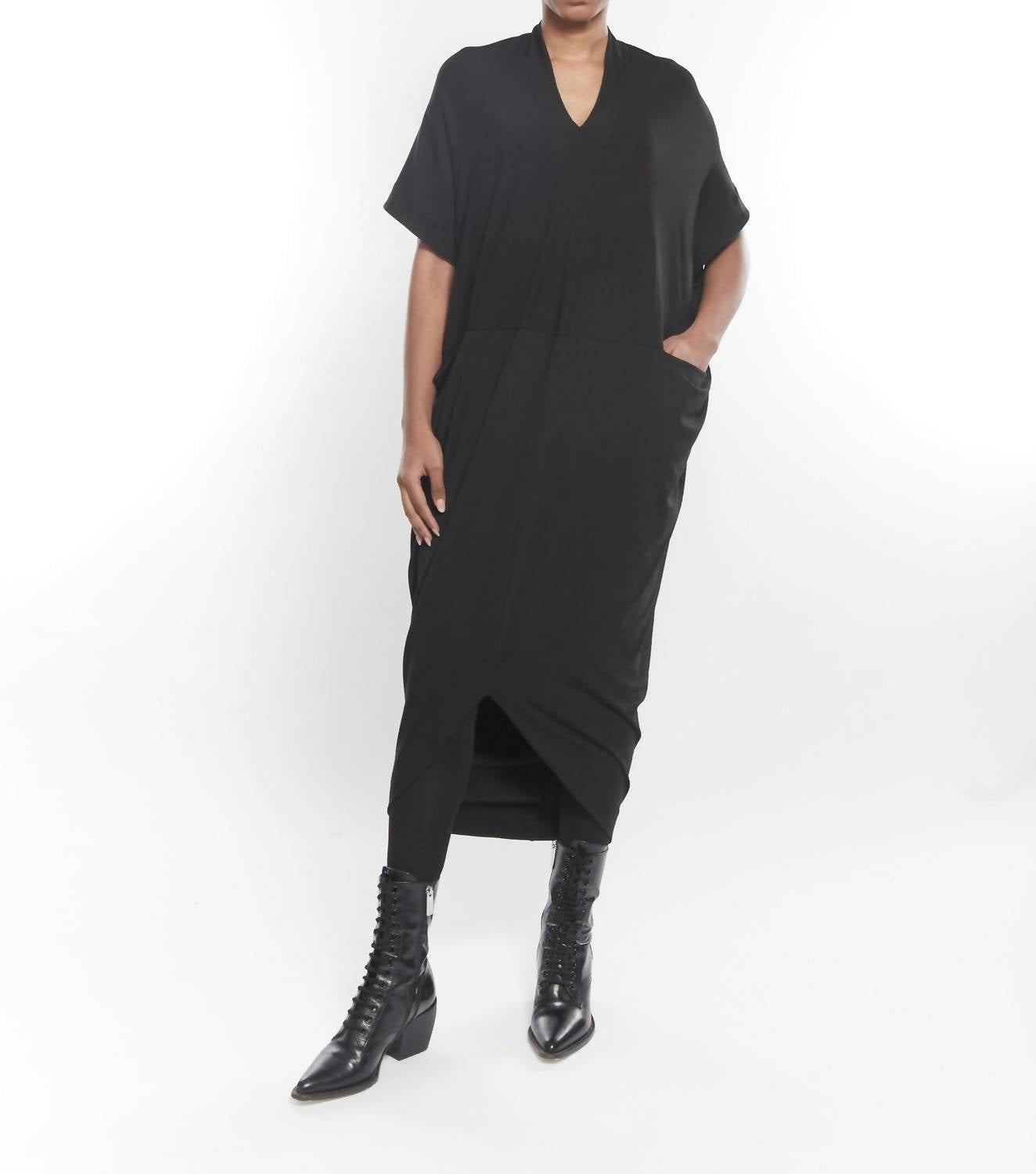 Matthildur - Trapeze V-neck Short Sleeve Tunic Top