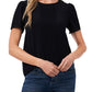Women's Pin Tucked Front Short Sleeve Crew Neck Blouse