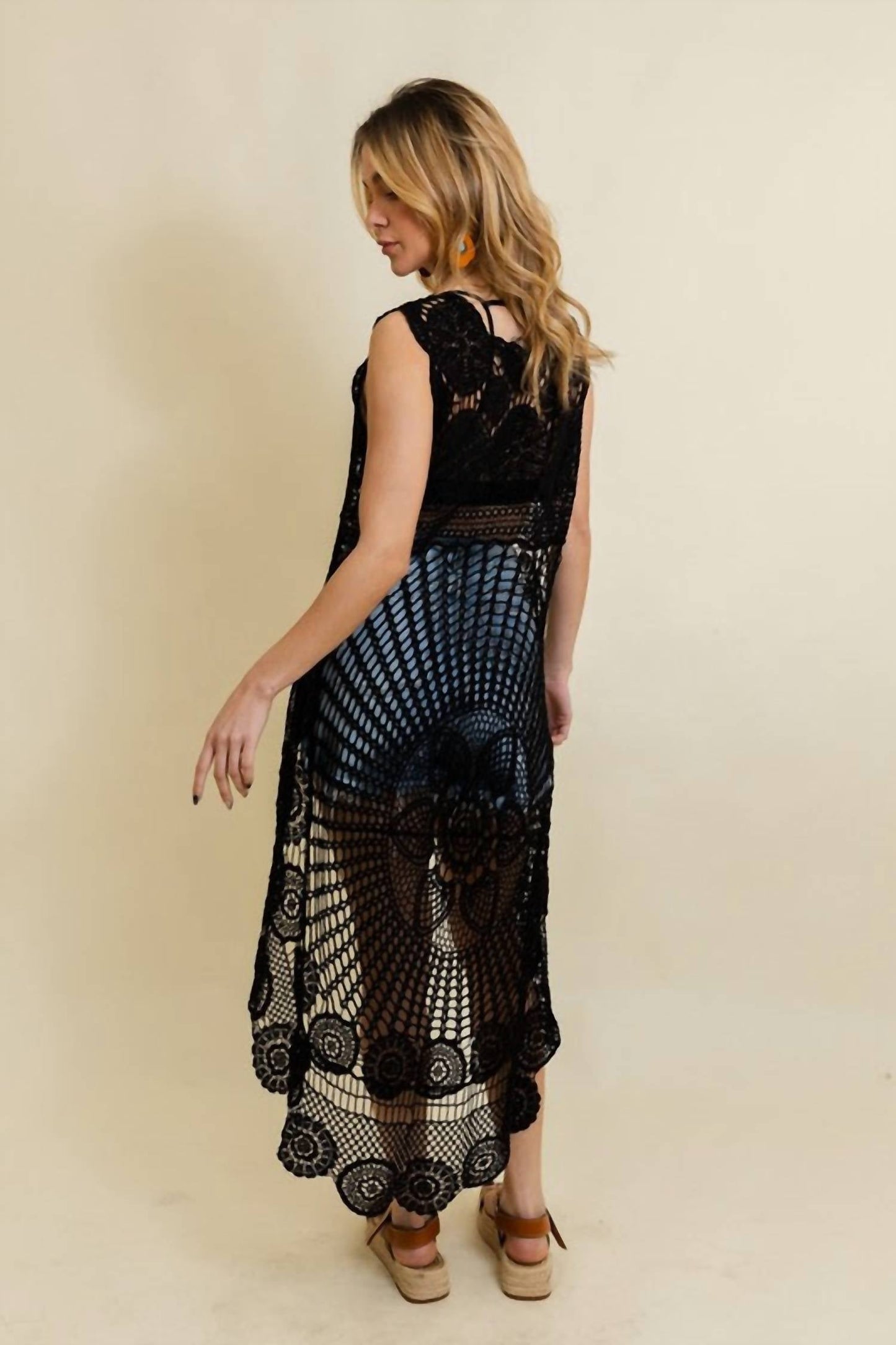 Leto - Women's Eloise Crochet Hi Low Maxi Tank