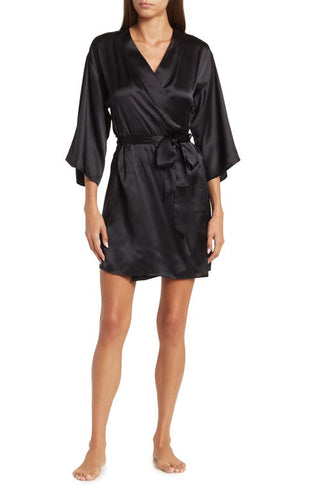 Nordstrom Pure Silk Robe - Black