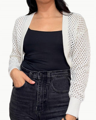 Autumn Cashmere - Mesh Shrug Open-knit Cardigan