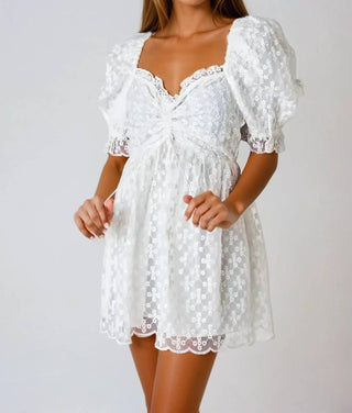 Buddylove - Floral Eyelet Babydoll Mini Dress