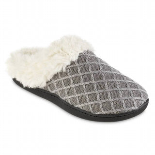 Isotoner - Pantufa feminina de malha com capuz e suéter em formato de diamante