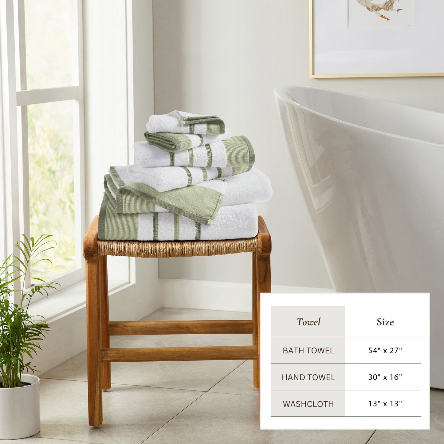 Decorative Cotton Stripe Bath Towel Set - Noelle Collection