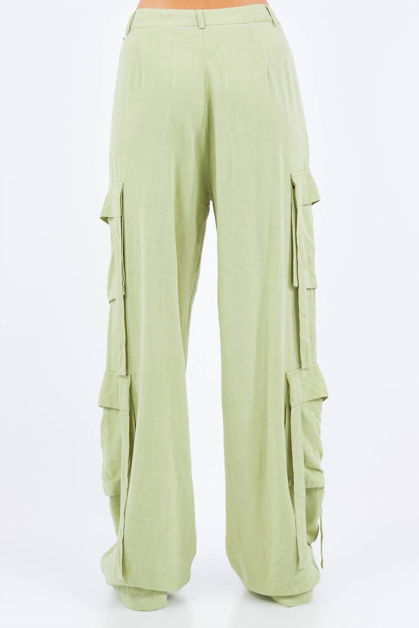 American Bazi - Linen Wide Leg Cargo Pants