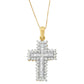 14K Yellow Gold 2.0 Cttw Multi-Row Diamond Cross Pendant Necklace