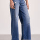 Elan - Cuffed Bottom Denim Wash Wide Leg Jeans