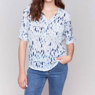 Charlie B - Blusa de gaze com mangas enroladas