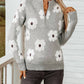 Fashionworks - Floral Half Zip Drop Shoulder Sweater