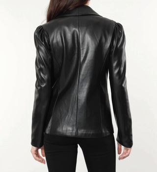 Dolce Cabo - Blazer de couro vegano com ombros bufantes