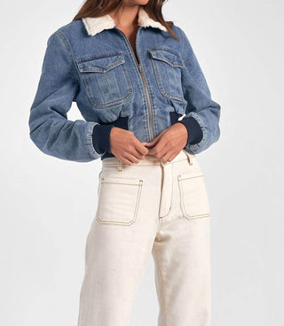 Elan - JAQUETA JEANS GOLA DE PELE