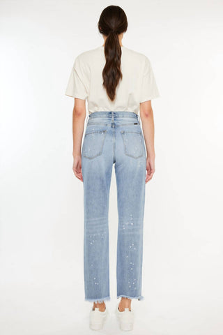 Kancan - Calça Jeans Reta Oceane Paint Splatter