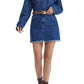Bayeas - Resa Long Sleeve Fray Hem Denim Mini Shirtdress
