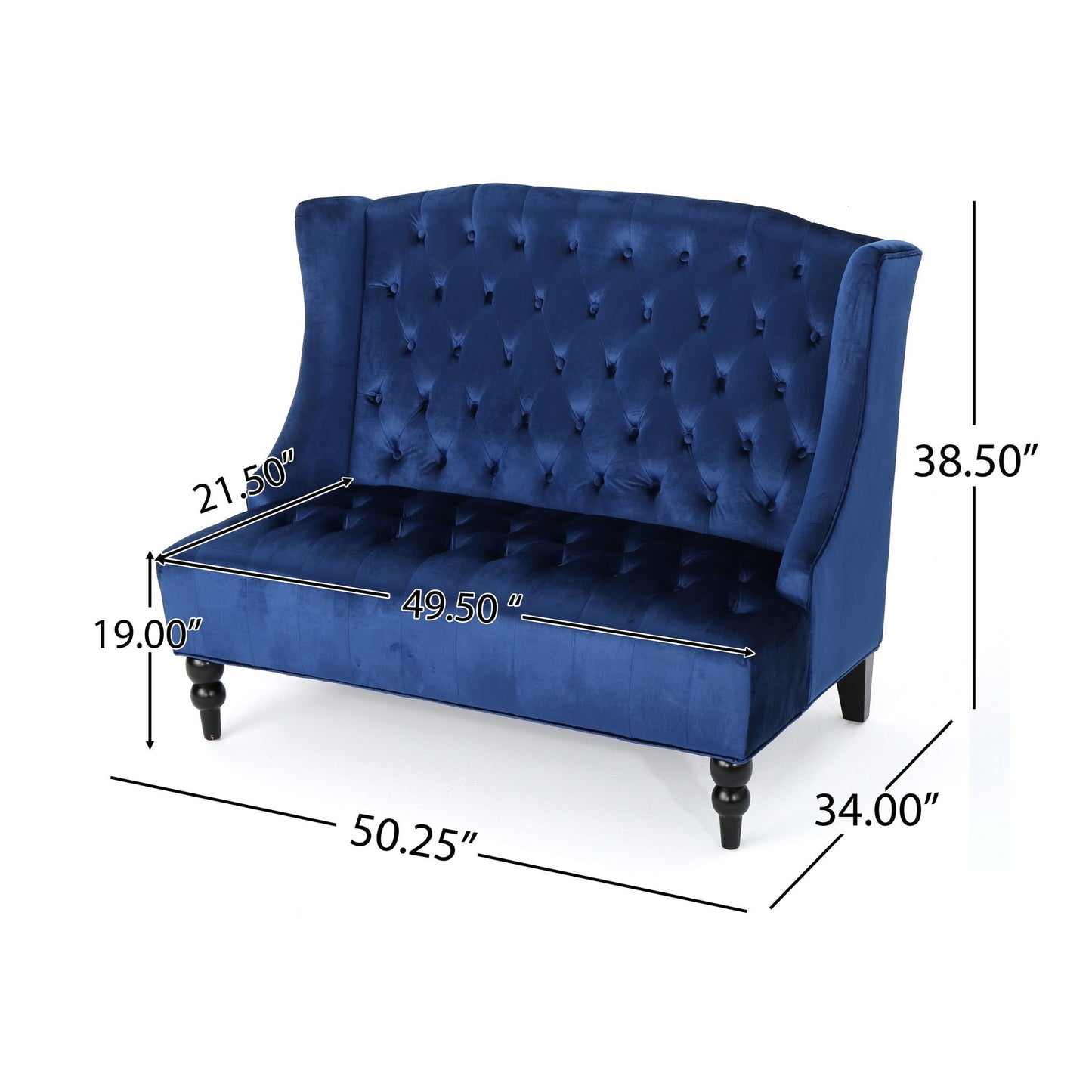 Nurturing Upholstered Loveseat With Wing Back And Diamond Tufting