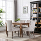 A&A Furniture Ultra Side Dining Chair with Thickened Fabric and Bronze Nail Head, Beige, Set of 2