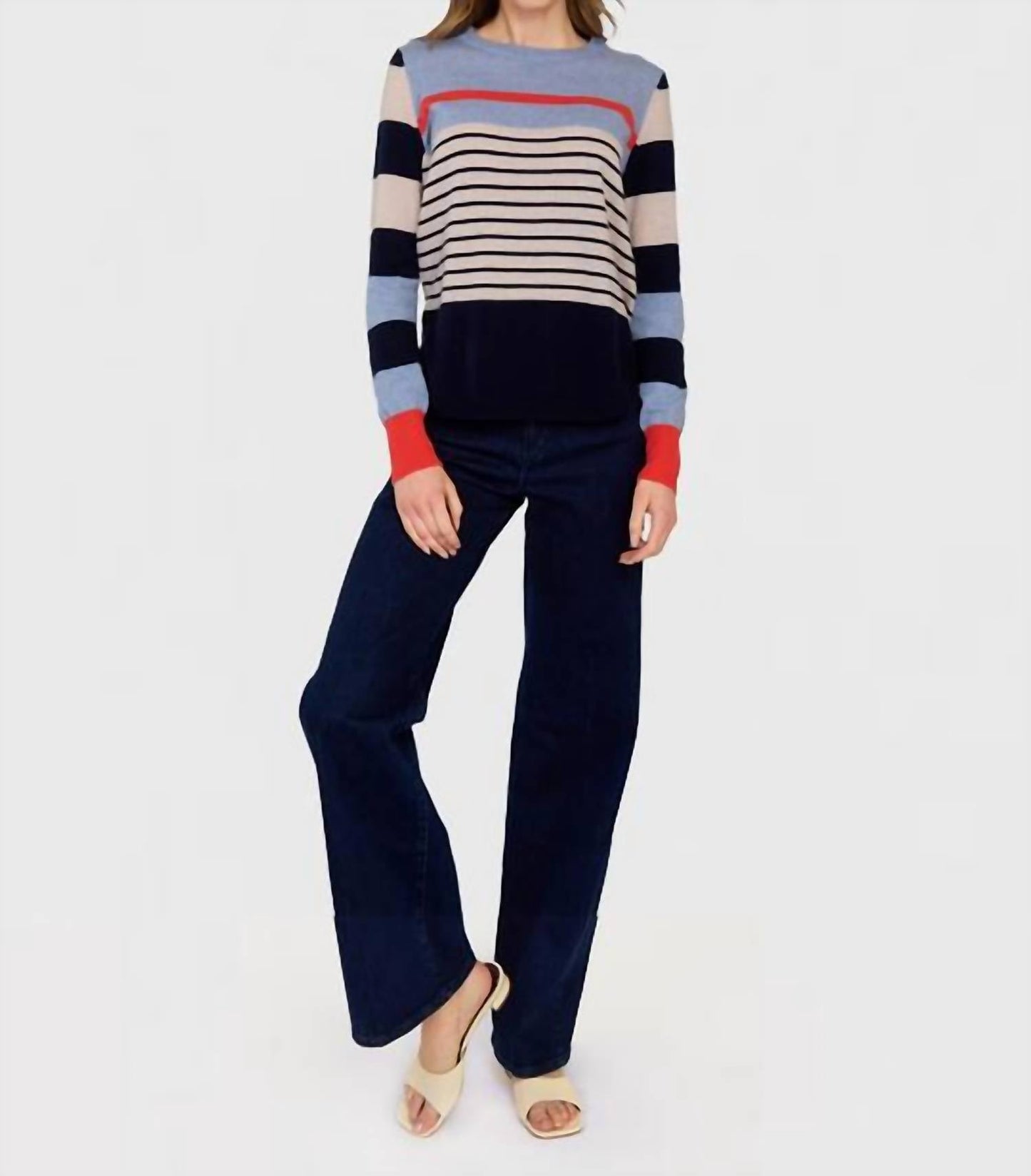Autumn Cashmere - Striped Shirttail Crew Neck Sweater