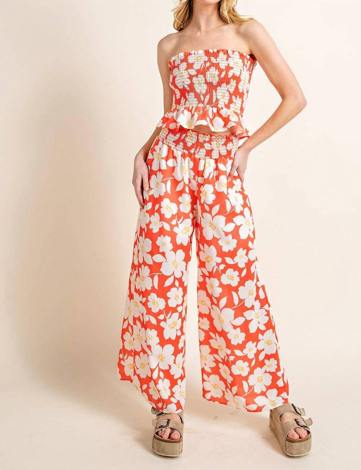 143 Story - Smocked Band Palazzo Pants
