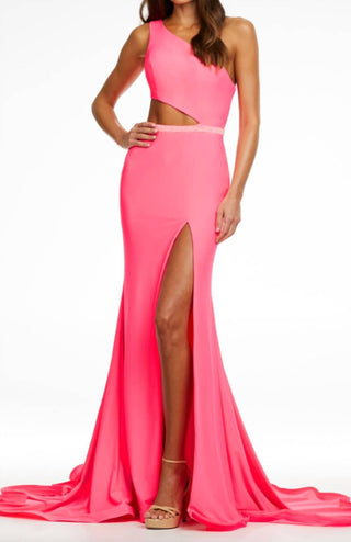 Ashleylauren - One Shoulder Jersey Gown