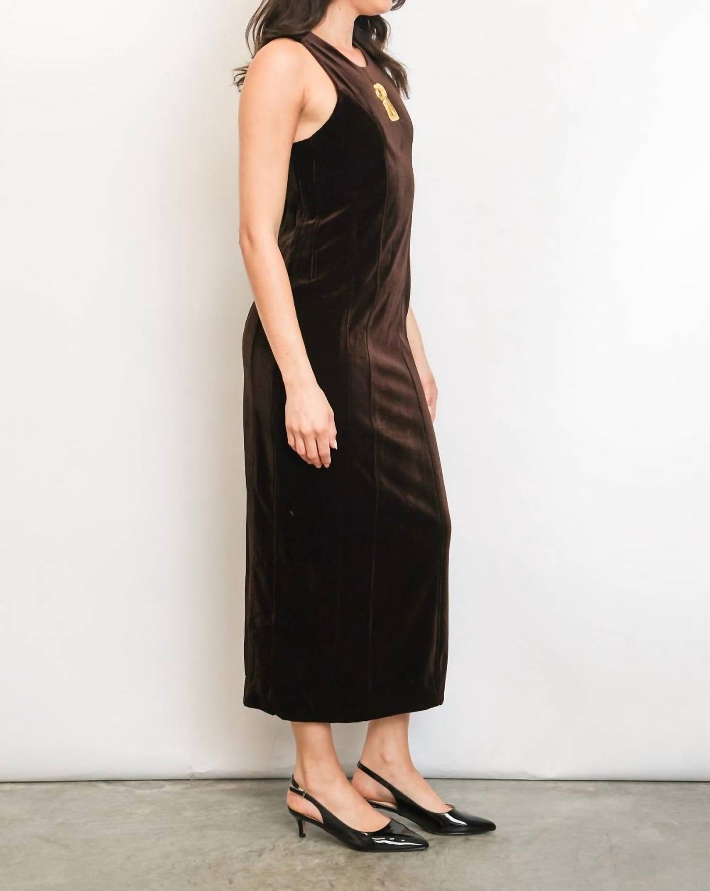 Beulahstyle - Hunter Embellished Keyhole Sleeveless Velvet Maxi Dress
