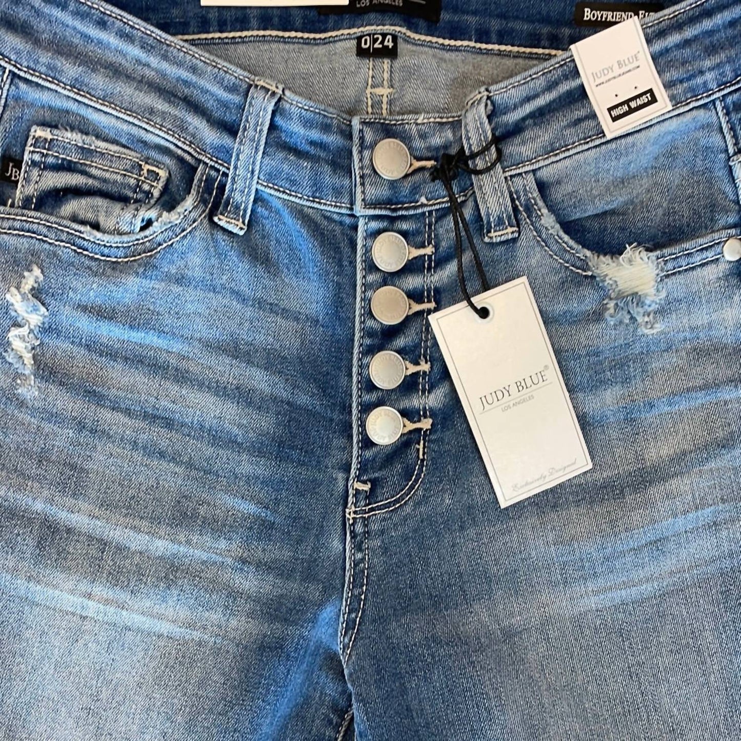 Judy Blue - Women's High Waist Boyfriend Buttonfly Jeans