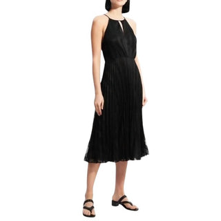 Teoria - Vestido midi com alças finas e renda plissada