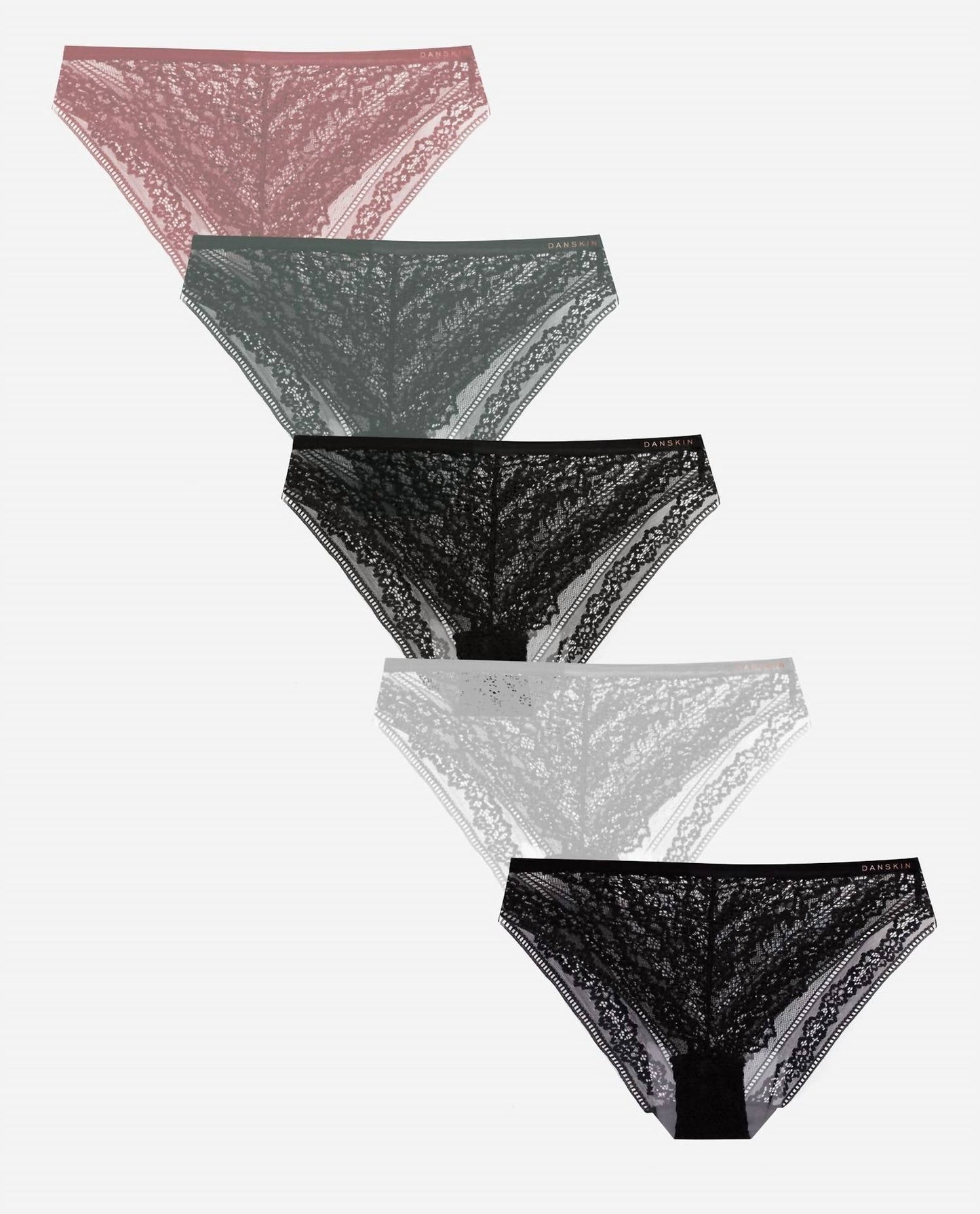 Danskin - Women's 5-pack High Cut Lace Bikini Underwear