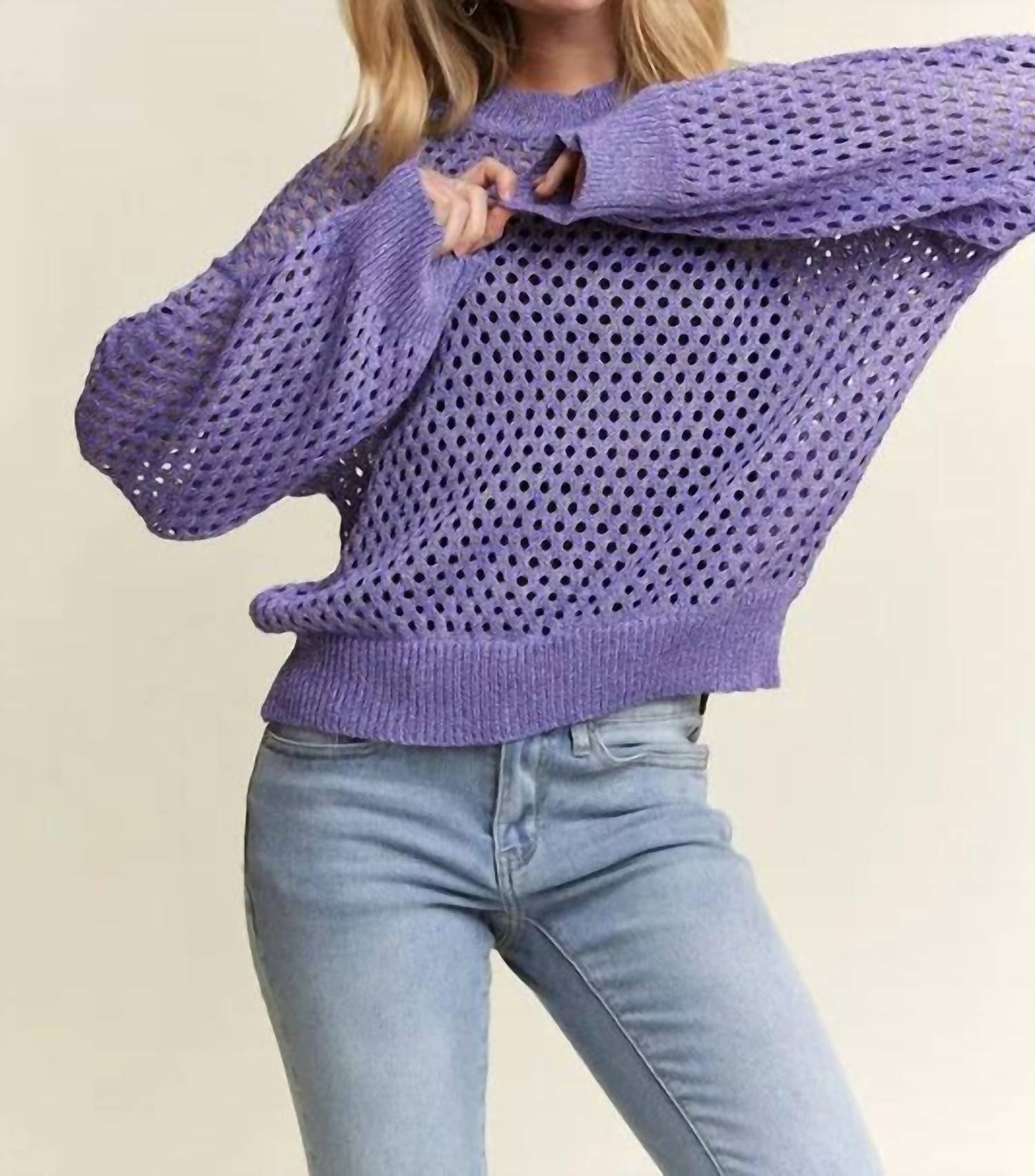 Trendsi - Adora Round Neck Lurex Crochet Top
