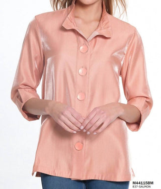 Multiples - 3/4 Sleeve Wire Collar Button Front Shirt