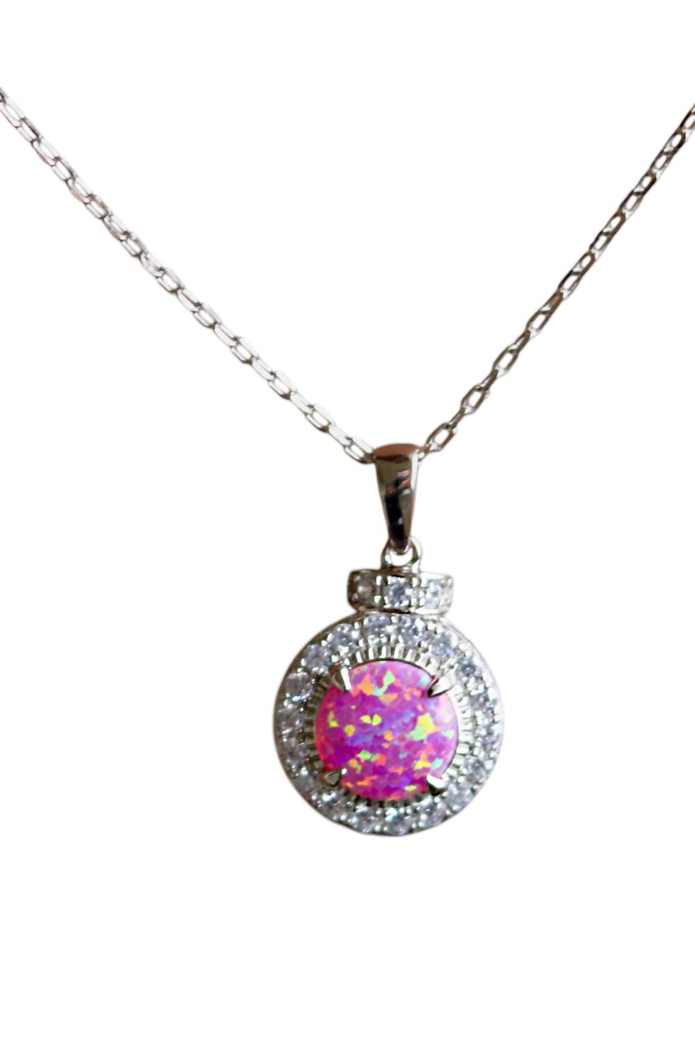 Allyanna Gifts - Women's Sterling Silver Circle Opal Necklace