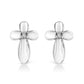 .925 Sterling Silver Prong Set Diamond Accent Floral Cross Stud Earring (I-J Color, I1-I2 Clarity)