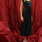 Blu Pepper - Velvet Tie Strap Pleated Midi Dress