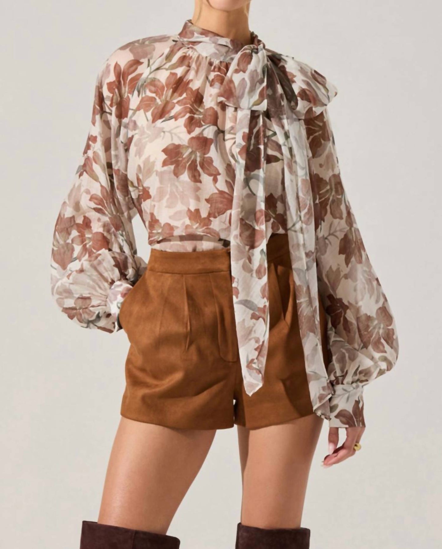 Astr - Cinthia Sheer Bow Tie Top